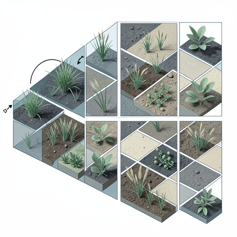 AI-generated conceptual illustration (pea and oat plants in a rice fallow field). It explains the idea and does not show study data.