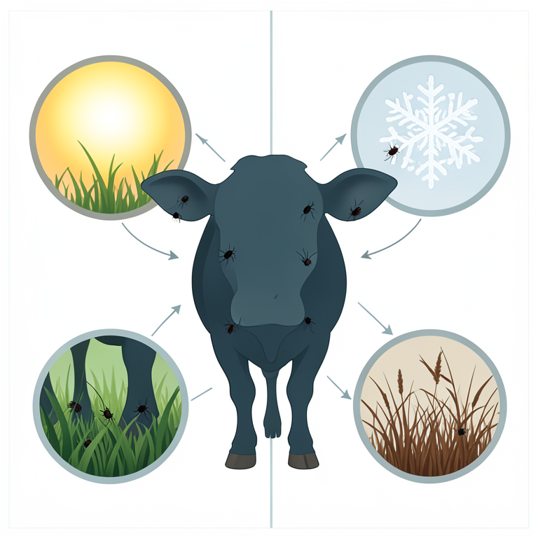 AI-generated conceptual illustration (cattle and ticks). It explains the idea and does not show study data.