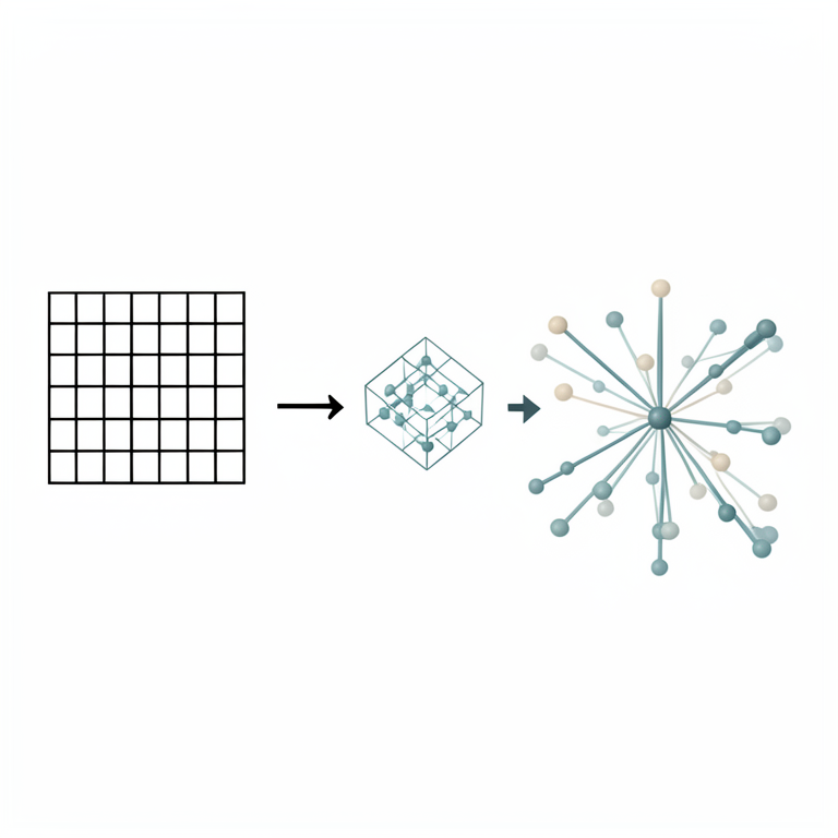 AI-generated conceptual illustration (A mathematical matrix and a 3D geometric coordinate system). It explains the idea and does not show study data.