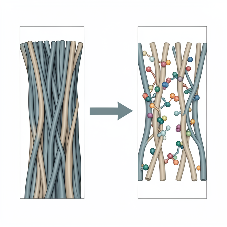AI-generated conceptual illustration (broiler chicken breast muscle fibers). It explains the idea and does not show study data.