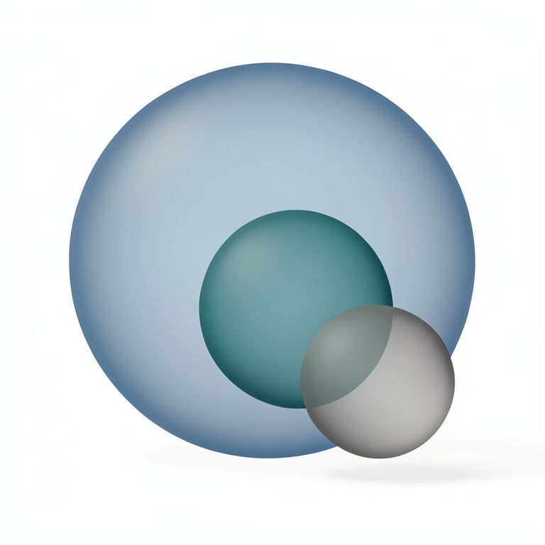 AI-generated conceptual illustration (Three overlapping translucent spheres of varying sizes). It explains the idea and does not show study data.