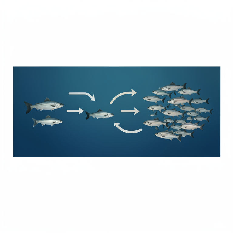 AI-generated conceptual illustration (Atlantic cod in a marine environment). It explains the idea and does not show study data.