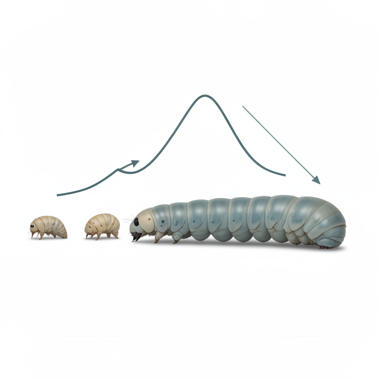AI-generated conceptual illustration (Bombyx mori silkworms). It explains the idea and does not show study data.