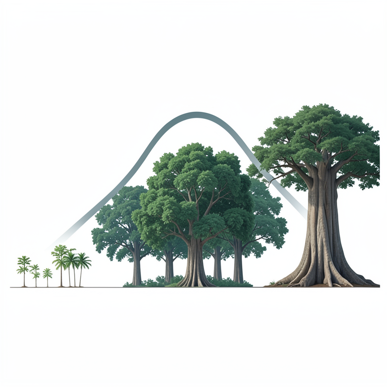 AI-generated conceptual illustration (Tropical woody species in a wildlife park). It explains the idea and does not show study data.