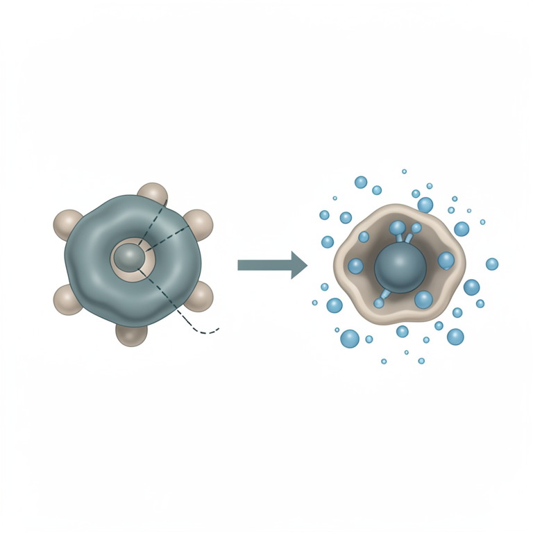 AI-generated conceptual illustration (a globular protein with two distinct binding pockets). It explains the idea and does not show study data.