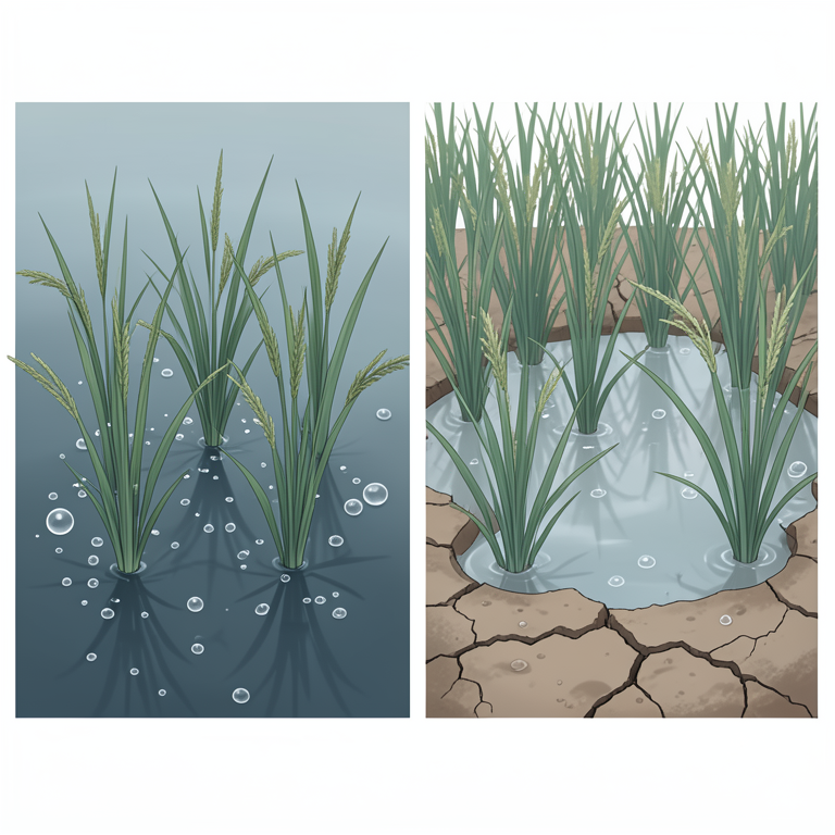AI-generated conceptual illustration (rice plants in paddy fields). It explains the idea and does not show study data.
