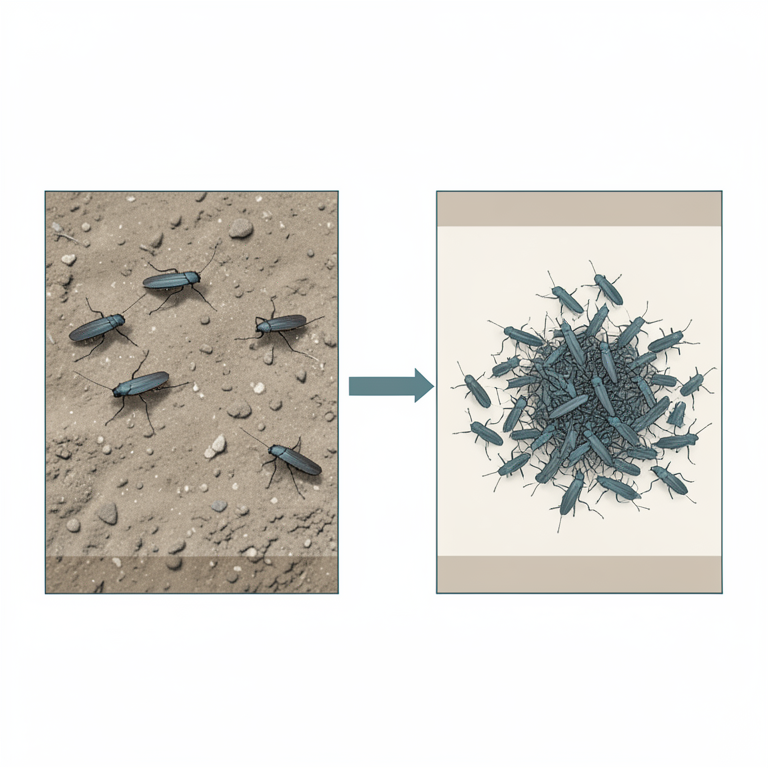 AI-generated conceptual illustration (house crickets (Acheta domesticus)). It explains the idea and does not show study data.