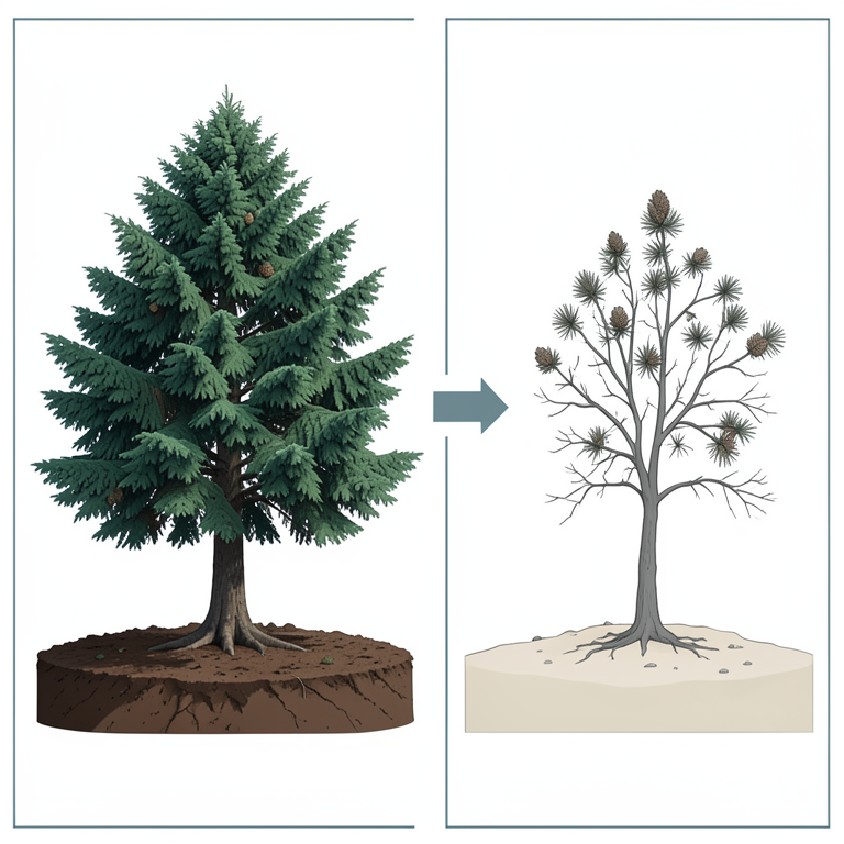 AI-generated conceptual illustration (Deodar cedar trees (Cedrus deodara)). It explains the idea and does not show study data.