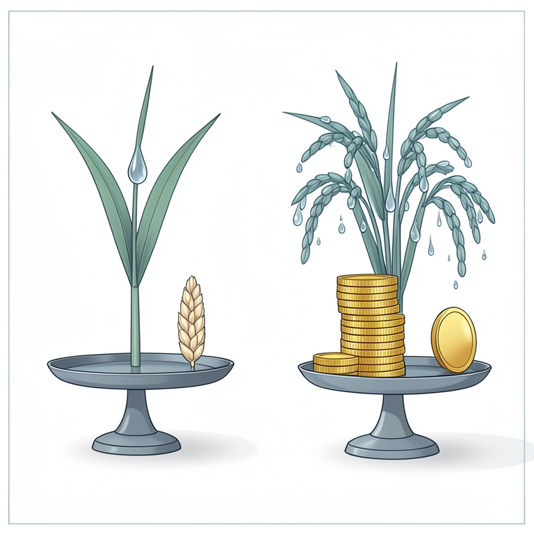 AI-generated conceptual illustration (Rice plants in a Vietnamese delta paddy field). It explains the idea and does not show study data.