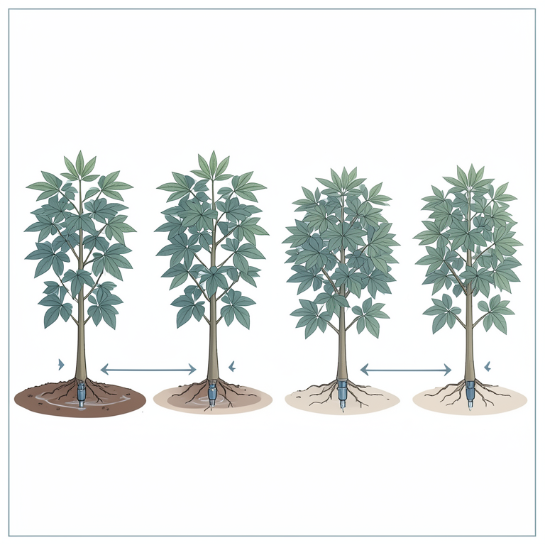 AI-generated conceptual illustration (Moringa oleifera plants in a sandy ravine soil). It explains the idea and does not show study data.