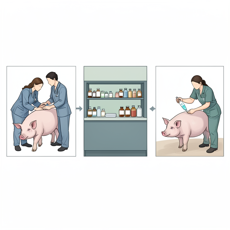 AI-generated conceptual illustration (domestic pigs in a farm setting). It explains the idea and does not show study data.