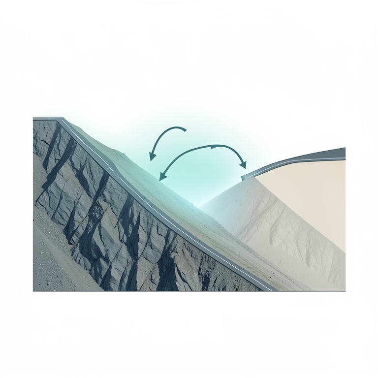AI-generated conceptual illustration (a mountain slope in the Rwenzori mountains with a paved road cut into the side). It explains the idea and does not show study data.