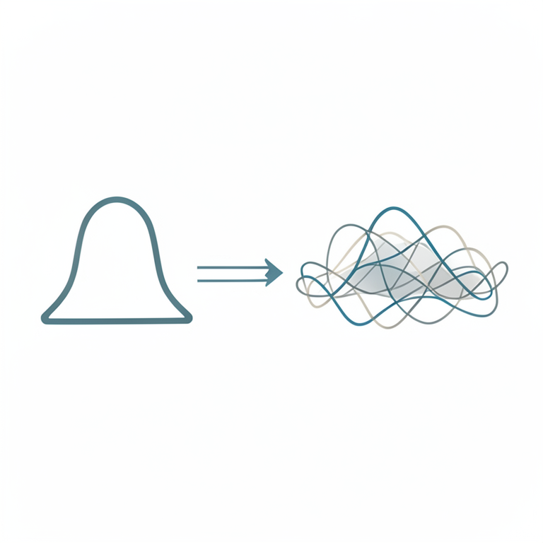 AI-generated conceptual illustration (Mathematical probability distribution curves). It explains the idea and does not show study data.