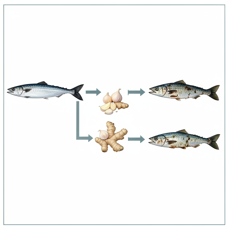 AI-generated conceptual illustration (smoked mackerel fish (Scomber scombrus)). It explains the idea and does not show study data.