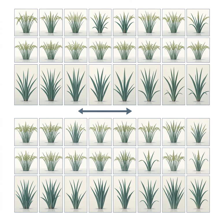AI-generated conceptual illustration (Rice plants (Oryza sativa L.) in a field). It explains the idea and does not show study data.