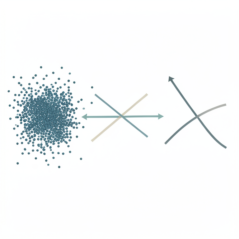 AI-generated conceptual illustration (A scatter plot of data points on a coordinate plane). It explains the idea and does not show study data.