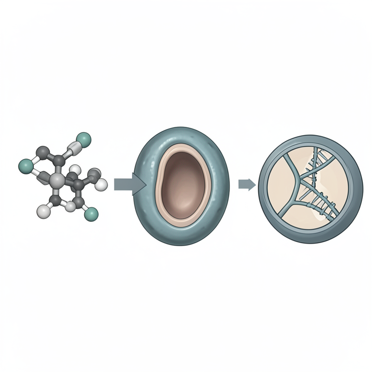 AI-generated conceptual illustration (Mannich base molecule and DHFR enzyme in a bacterial cell). It explains the idea and does not show study data.