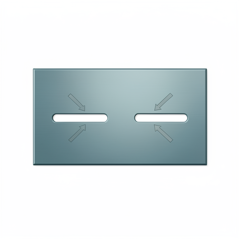 AI-generated conceptual illustration (An isotropic stress-free rectangular metal plate with two internal Griffith-cracks). It explains the idea and does not show study data.