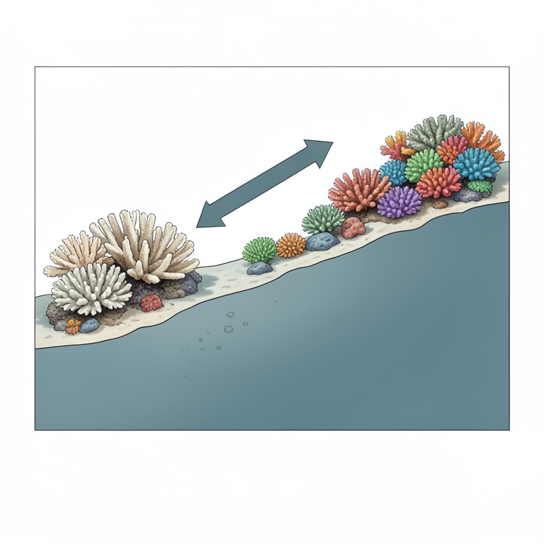 AI-generated conceptual illustration (Indo-Pacific reef-building corals). It explains the idea and does not show study data.