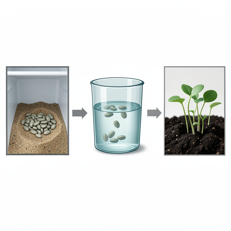 AI-generated conceptual illustration (Amlook (Diospyros lotus L.) seeds and seedlings). It explains the idea and does not show study data.