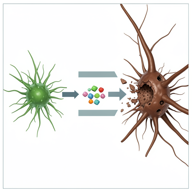 AI-generated conceptual illustration (Trichoderma fungi and Rhizoctonia solani hyphae). It explains the idea and does not show study data.