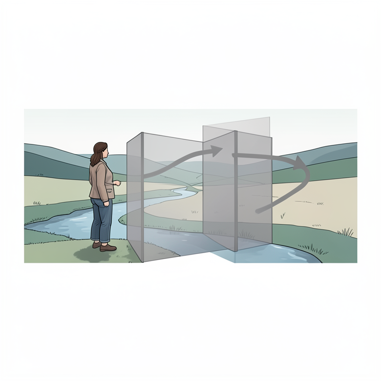 AI-generated conceptual illustration (Rural women in a watershed landscape). It explains the idea and does not show study data.
