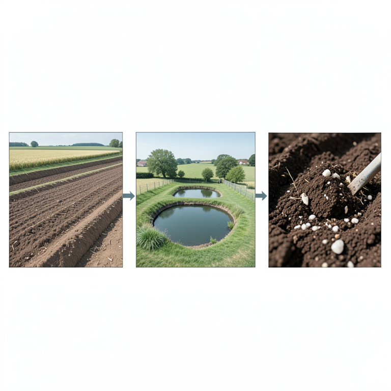 AI-generated conceptual illustration (Agricultural landscapes in Bagalkot district featuring traditional soil and water conservation structures). It explains the idea and does not show study data.