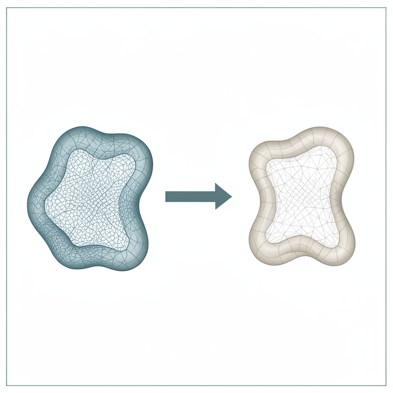 AI-generated conceptual illustration (Abstract topological spaces represented as geometric manifolds). It explains the idea and does not show study data.