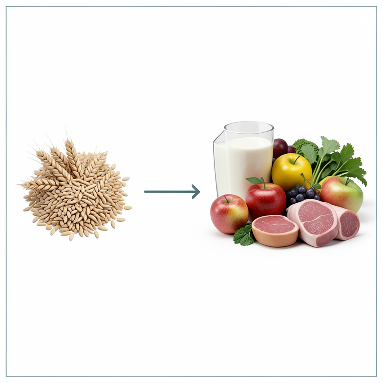AI-generated conceptual illustration (Indian agricultural crops and livestock). It explains the idea and does not show study data.
