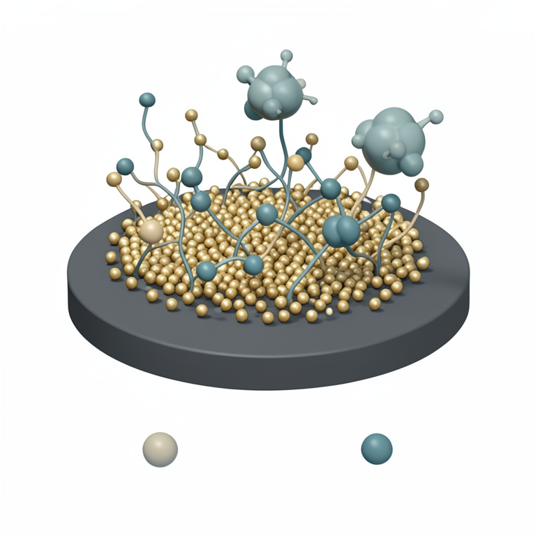 AI-generated conceptual illustration (Screen-printed carbon electrode modified with gold nanoparticles and DNA aptamers for cardiac troponin I detection). It explains the idea and does not show study data.