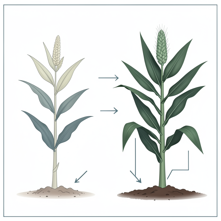 AI-generated conceptual illustration (maize plants (Zea mays L.)). It explains the idea and does not show study data.