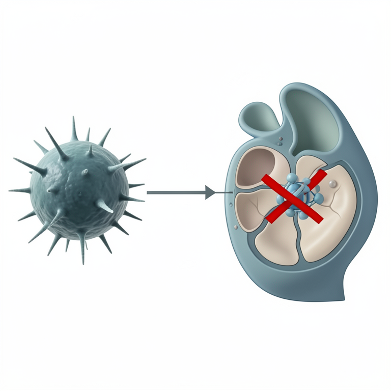 AI-generated conceptual illustration (a bacterial cell interacting with a mammalian macrophage). It explains the idea and does not show study data.