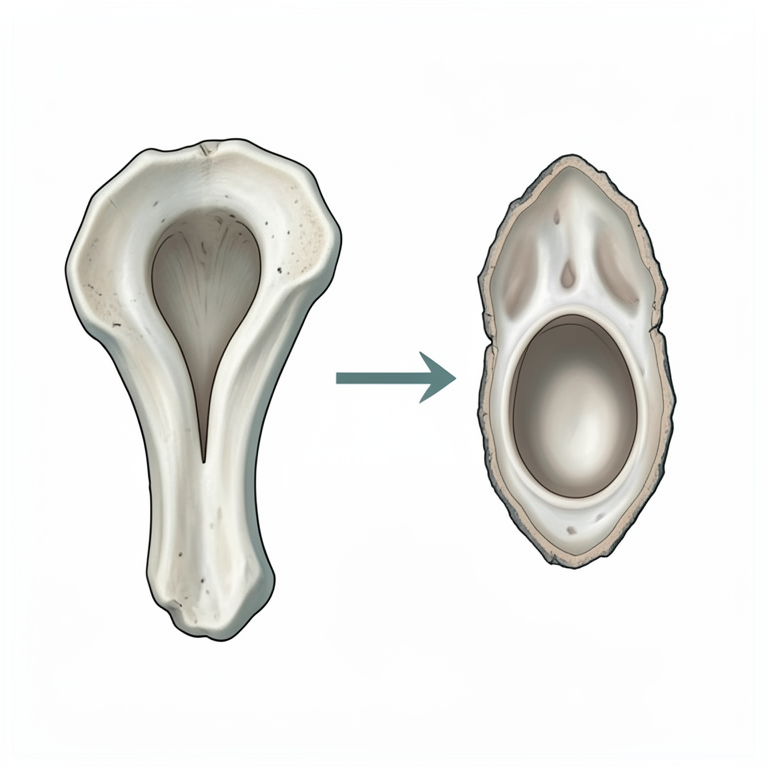 AI-generated conceptual illustration (house sparrow (Passer domesticus) humerus bone and a mammalian humerus bone). It explains the idea and does not show study data.