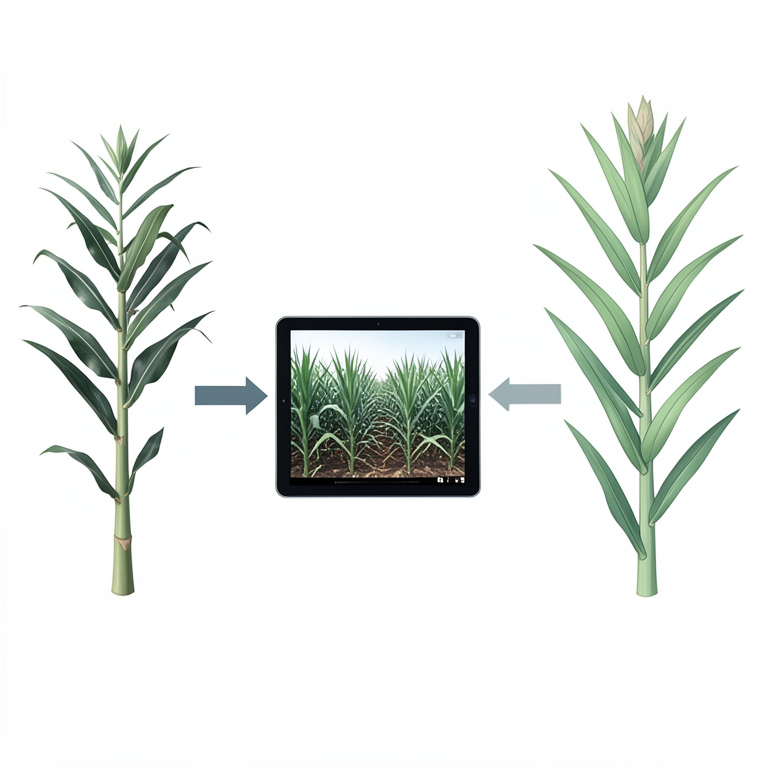 AI-generated conceptual illustration (sugarcane plants and a digital tablet). It explains the idea and does not show study data.