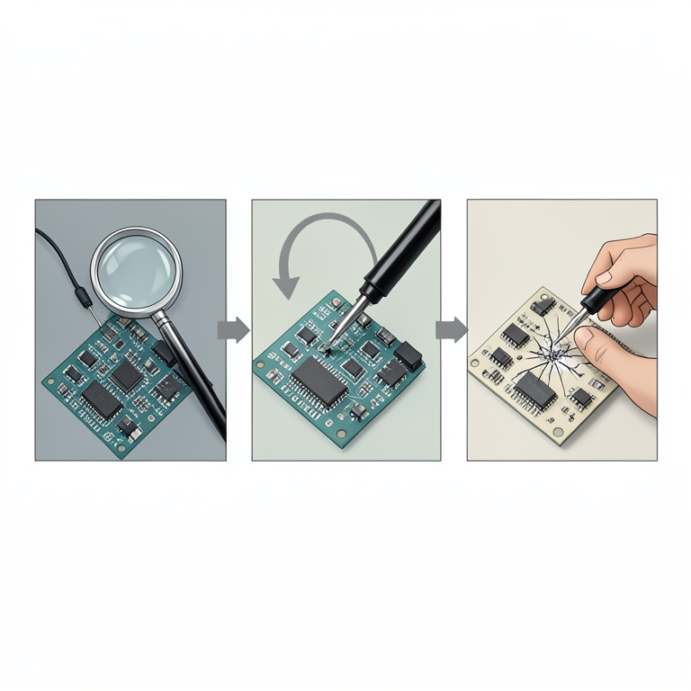 AI-generated conceptual illustration (industrial electronic circuit board and repair tools). It explains the idea and does not show study data.