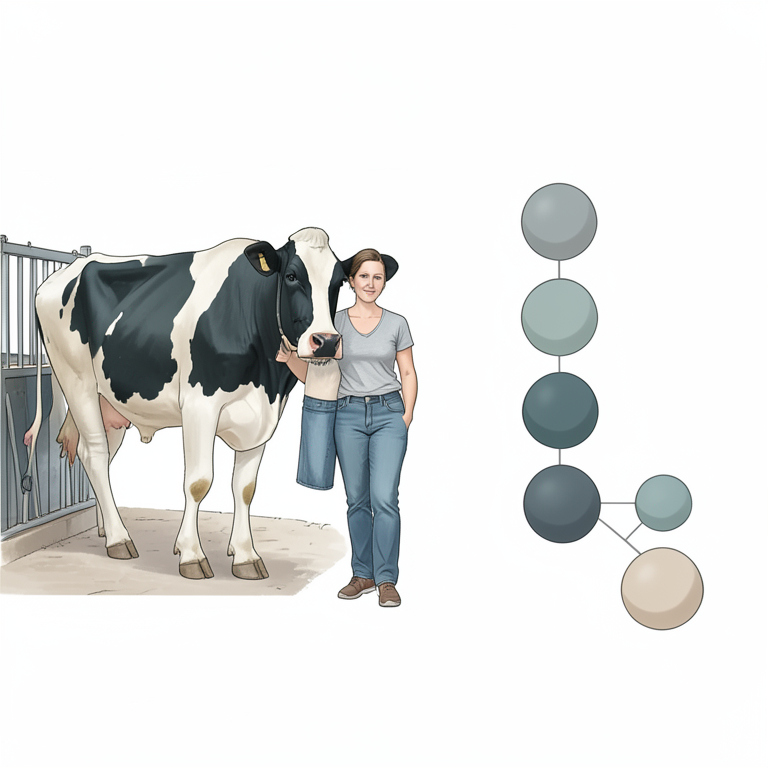 AI-generated conceptual illustration (dairy farm women). It explains the idea and does not show study data.