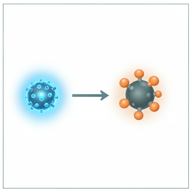 AI-generated conceptual illustration (carbon quantum dots and iron ions in an aqueous solution). It explains the idea and does not show study data.