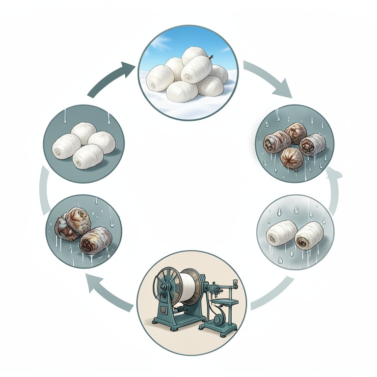 AI-generated conceptual illustration (silkworm cocoons). It explains the idea and does not show study data.