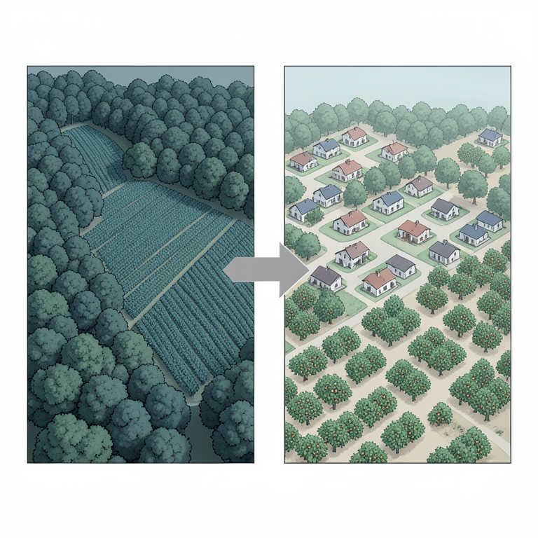 AI-generated conceptual illustration (Kodjai watershed landscape). It explains the idea and does not show study data.