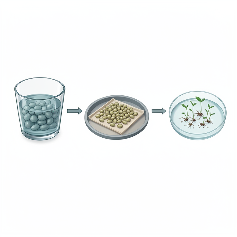 AI-generated conceptual illustration (soybean seeds and seedlings). It explains the idea and does not show study data.