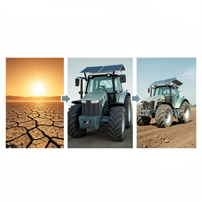 AI-generated conceptual illustration (modern agricultural tractor on a field). It explains the idea and does not show study data.