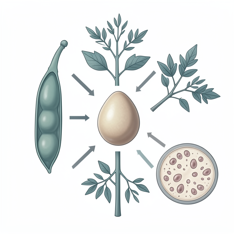 AI-generated conceptual illustration (mung bean plants (Vigna radiata L.)). It explains the idea and does not show study data.
