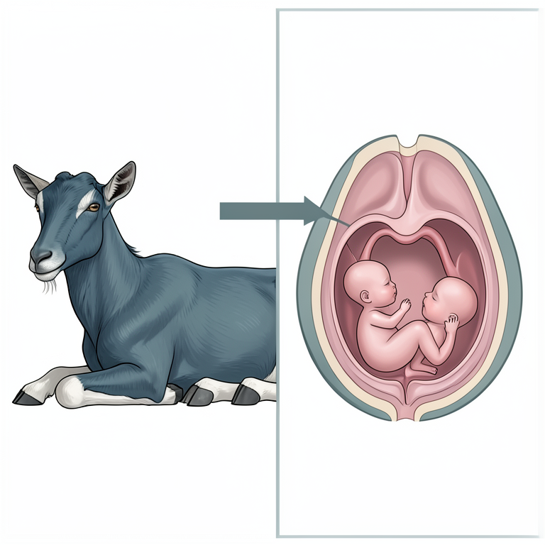 AI-generated conceptual illustration (female goat). It explains the idea and does not show study data.