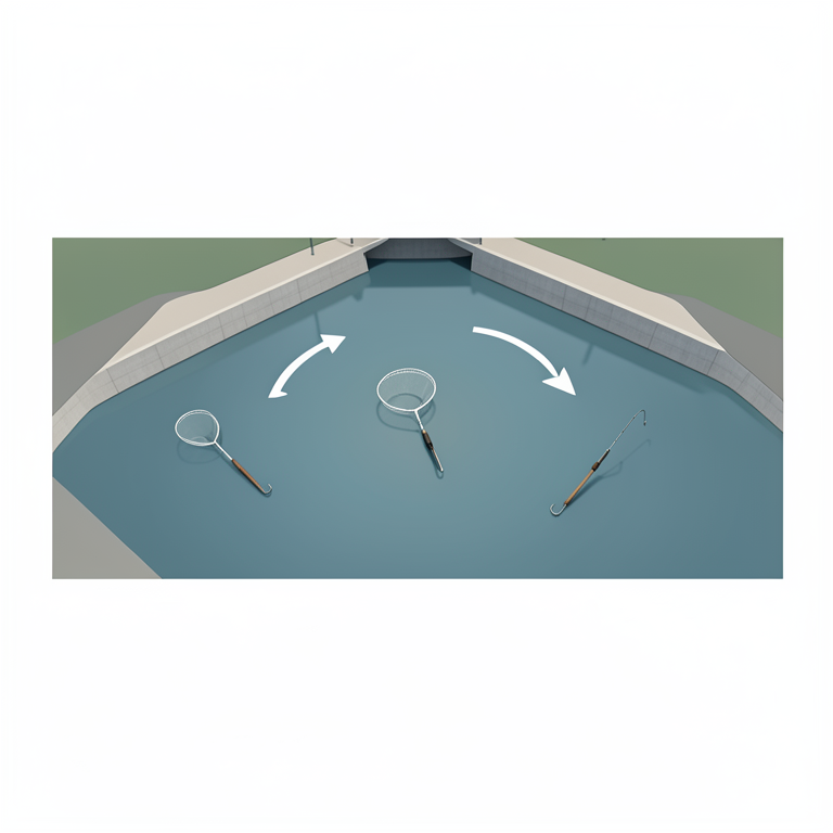 AI-generated conceptual illustration (Cyprinidae fish in a reservoir dam). It explains the idea and does not show study data.