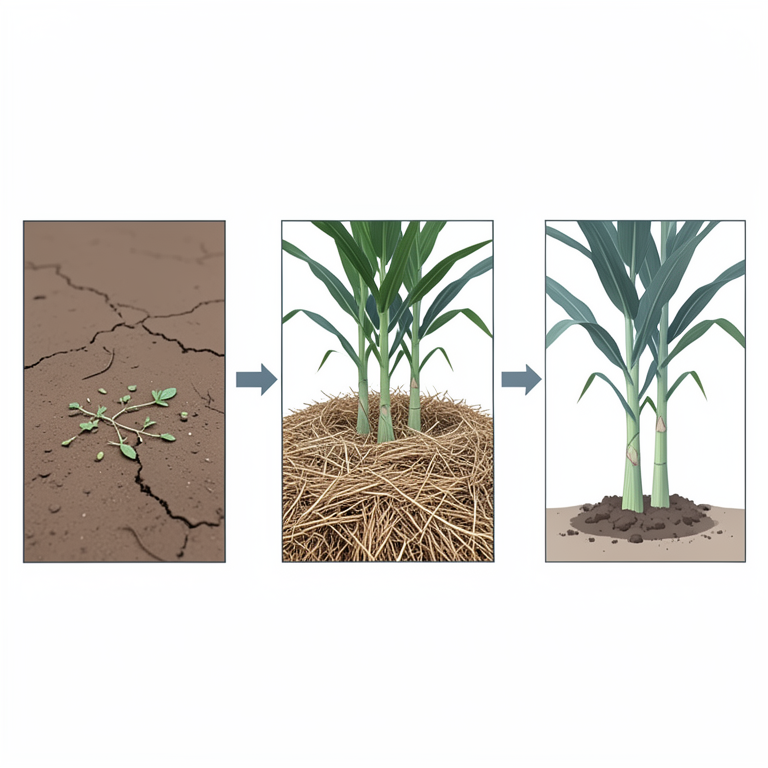 AI-generated conceptual illustration (sugarcane plants in an organic field). It explains the idea and does not show study data.