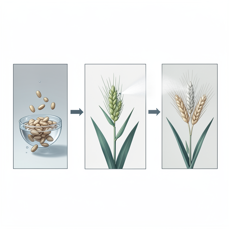 AI-generated conceptual illustration (wheat plants (Triticum aestivum L.)). It explains the idea and does not show study data.