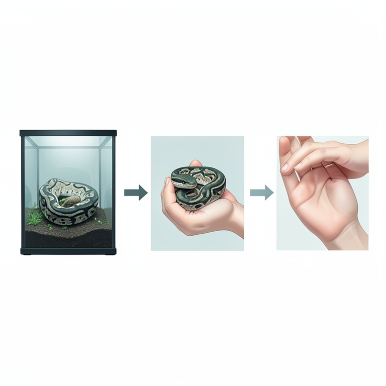 AI-generated conceptual illustration (Ball python and a human hand). It explains the idea and does not show study data.