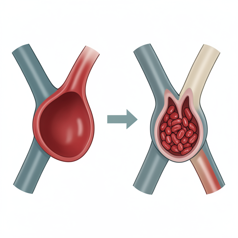 AI-generated conceptual illustration (blood flow through a stenosed human artery). It explains the idea and does not show study data.