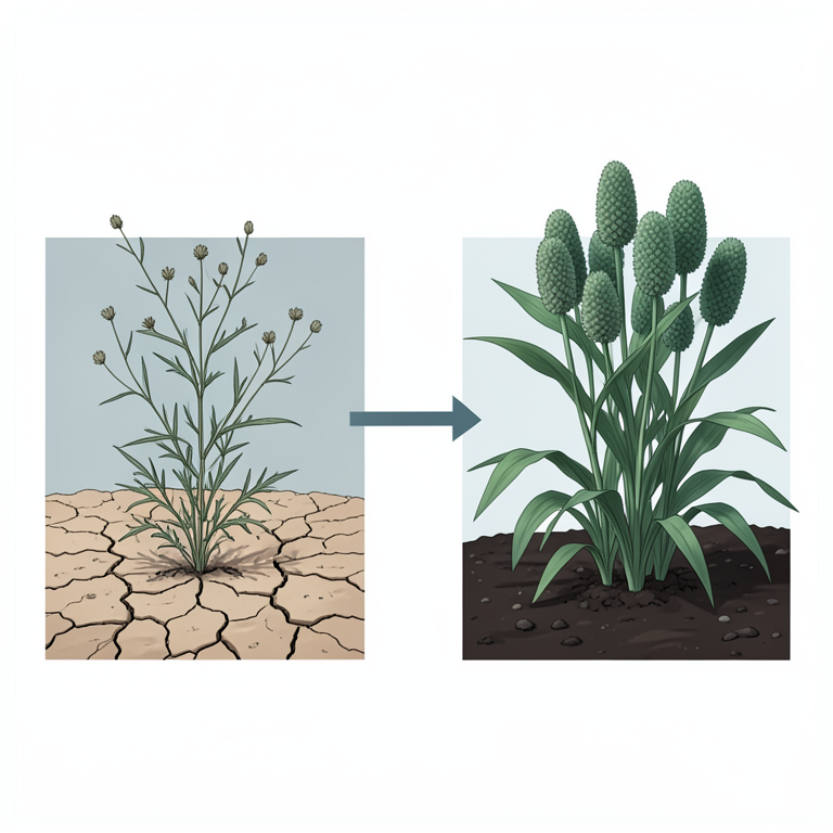 AI-generated conceptual illustration (little millet (Panicum flexuosum)). It explains the idea and does not show study data.
