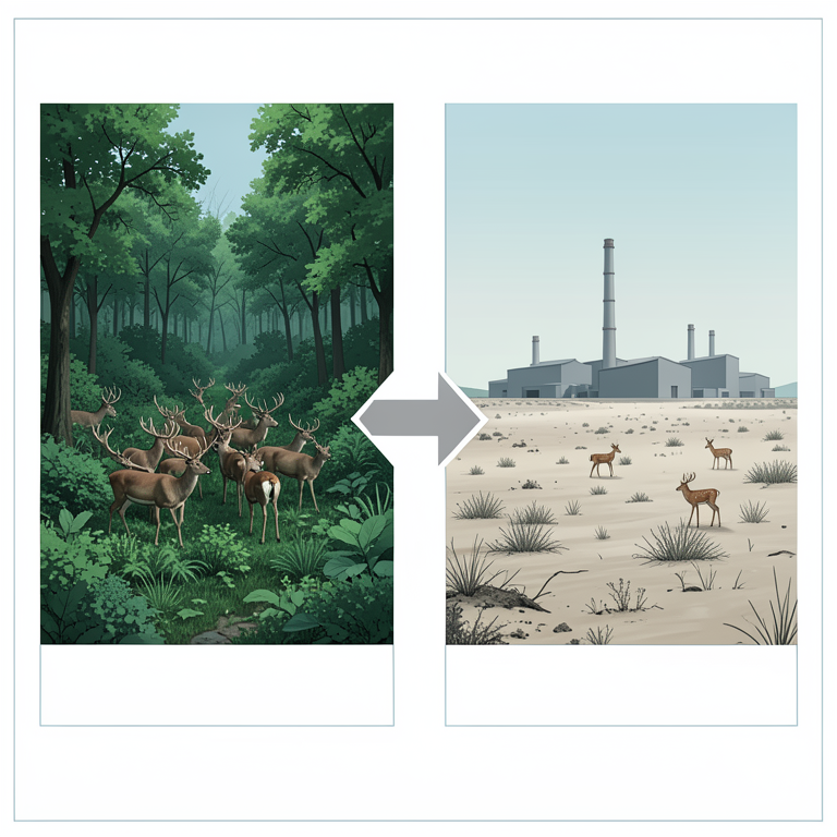 AI-generated conceptual illustration (a forest ecosystem with deer and vegetation). It explains the idea and does not show study data.